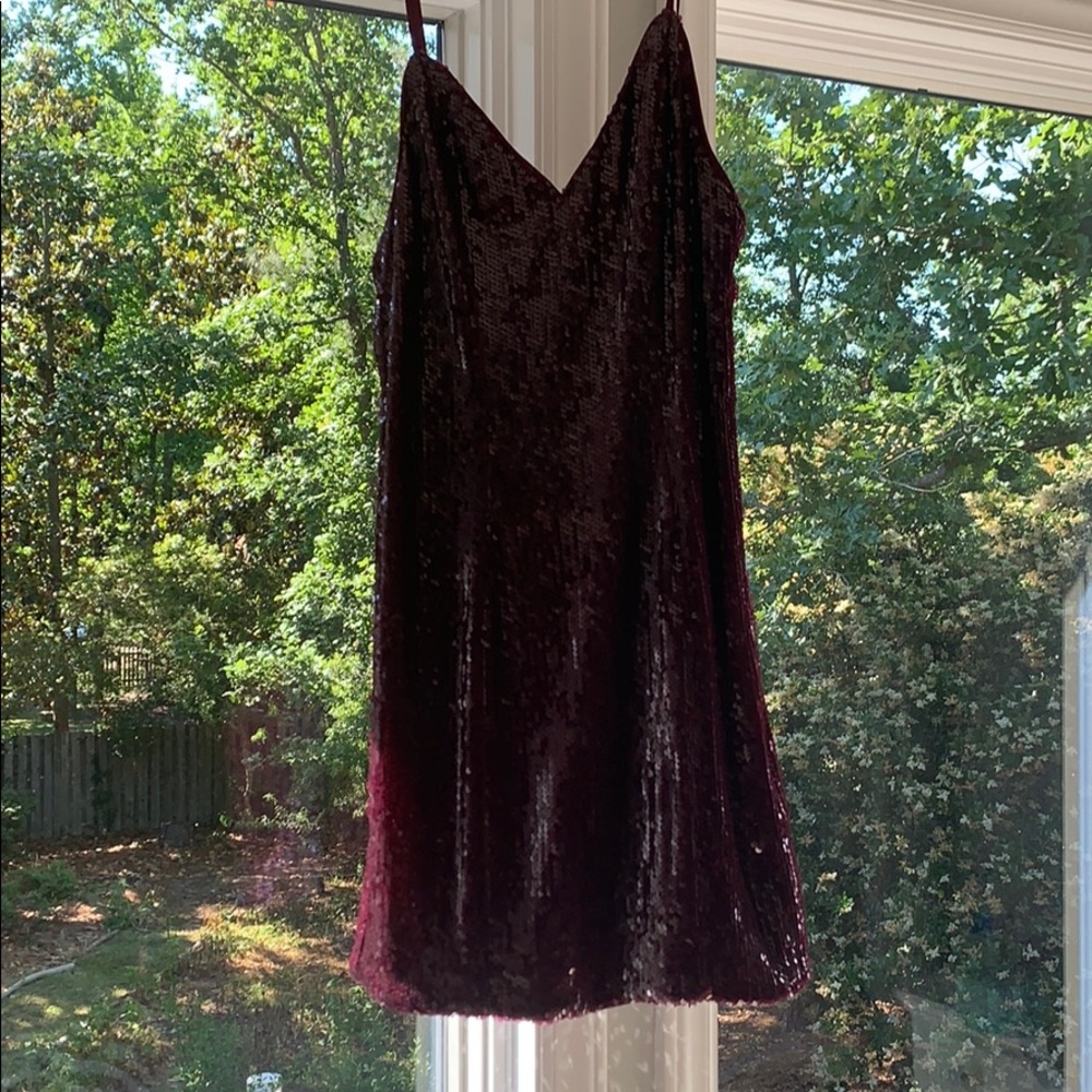 Burgundy sequin mini dress. Size M.